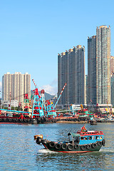 Image showing Traditional Chinese fishing junk in Victoria Harbor, Hong Kong 