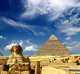Image showing egypt Cheops pyramid and sphinx