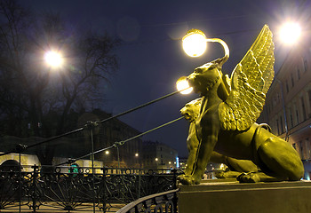 Image showing Griffins on Bank Bridge in Saint Petersburg