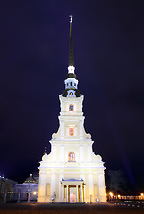 Image showing cathedral temple in petropavlovskaya fortress at night