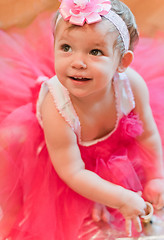 Image showing Little girl in the pink dress