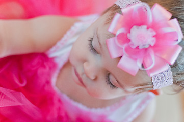 Image showing Little girl in the pink dress