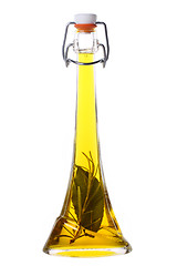 Image showing Olive oil with rosemary and bay leaf