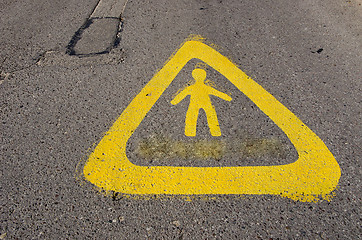 Image showing Warning sign near school attention children! 