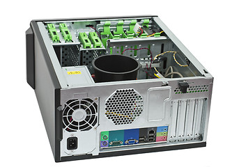 Image showing Open modern computer (backside view)