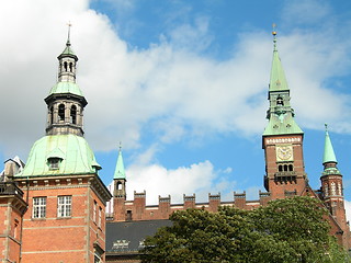 Image showing Copenhagen City hall seen from Tivoli gardens.