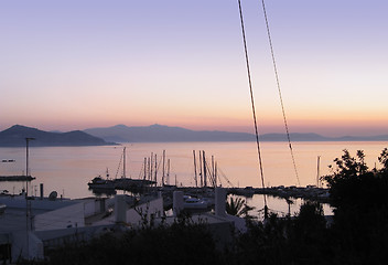 Image showing coastal scenery in Greece at evening time