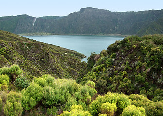 Image showing lakeside scenery at the Azores