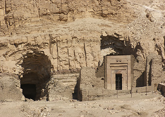 Image showing rock cut tombs near Mortuary Temple of Hatshepsut