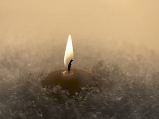 Image showing candle and snow