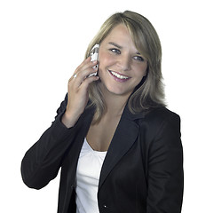 Image showing smiling business girl with mobile phone