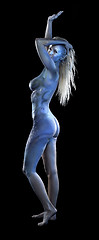 Image showing blue bodypainted woman