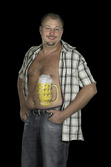 Image showing bodypainted beer belly