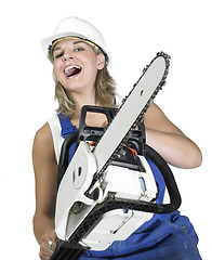 Image showing laughing chain saw girl