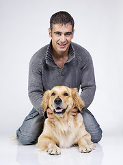 Image showing attractive man and his pet