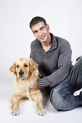 Image showing attractive man and his pet