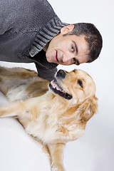 Image showing attractive man and his pet