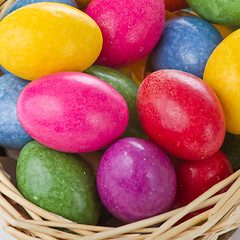 Image showing colorful easter eggs in basket