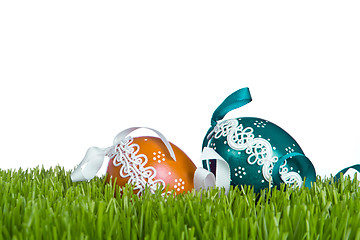 Image showing easter eggs in grass