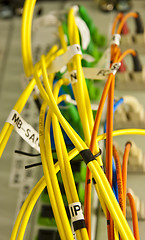 Image showing Fiber cables connected to servers 