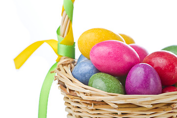 Image showing colorful easter eggs in basket