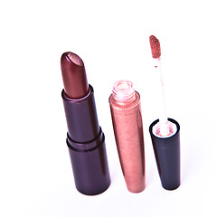 Image showing lipstick with lip gloss