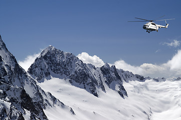 Image showing Helicopter in high mountains