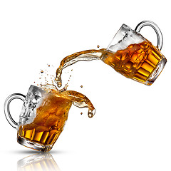 Image showing Beer splash in glasses isolated on white