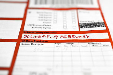 Image showing DDelivery instructions: 14 February