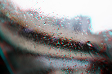 Image showing 3D rain drops on window