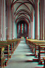 Image showing 3D anaglyph of a cathedral interior