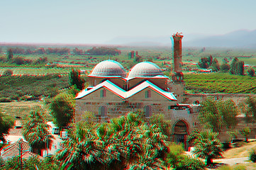 Image showing 3D anaglyph stereo image of Isa Bey Mosque, Turkey