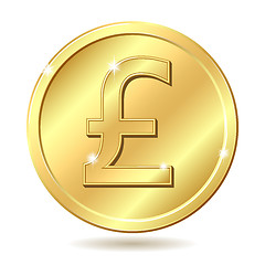 Image showing golden coin with pound sterling sign