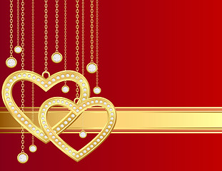 Image showing golden heart and brilliants