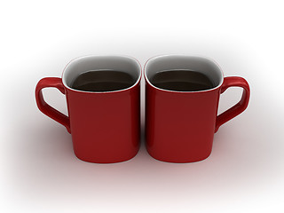 Image showing Coffee love - two kissing cups