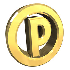 Image showing parking symbol in gold (3d) 