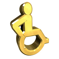 Image showing Universal wheelchair symbol in gold (3d) 