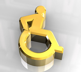 Image showing Universal wheelchair symbol in gold (3d)