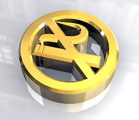 Image showing No smoking icon symbol in gold (3D)