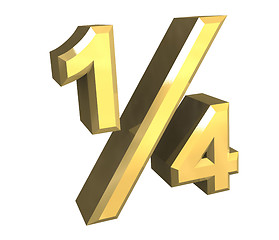 Image showing 1/4 one quarter in gold - 3D