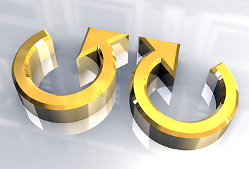 Image showing arrows symbol in gold - 3D 