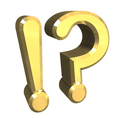 Image showing question mark & exclamation mark in gold isolated - 3D 