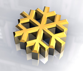 Image showing 3D Snowflake in gold 