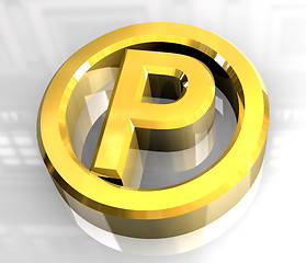 Image showing parking symbol in gold (3d) 