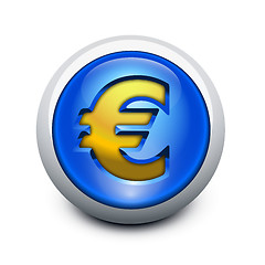 Image showing Glassy button Euro