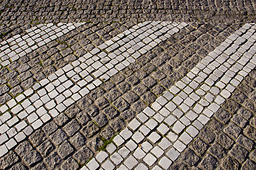 Image showing Path paved small stone architecture backdrop floor 