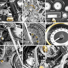 Image showing Collage from fragments motorcycles