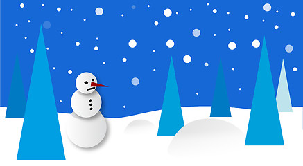 Image showing Winter scenery with snowman