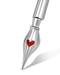 Image showing Metal ink pen nib with a heart shaped hole