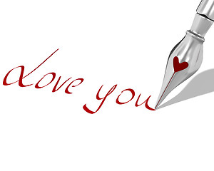 Image showing Ink pen nib with heart writes 